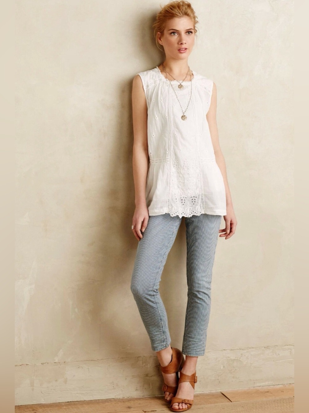 ANTHROPOLOGIE Pilcro Letterpress Skinny Jeans Pants Striped 29 Railroad Mid Rise